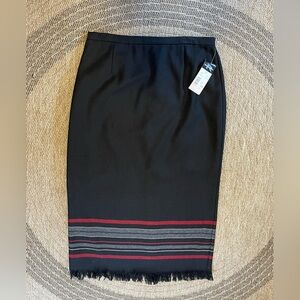 New With Tags Vintage Requirements Fray Focus Black Skirt with Fringe Hem
